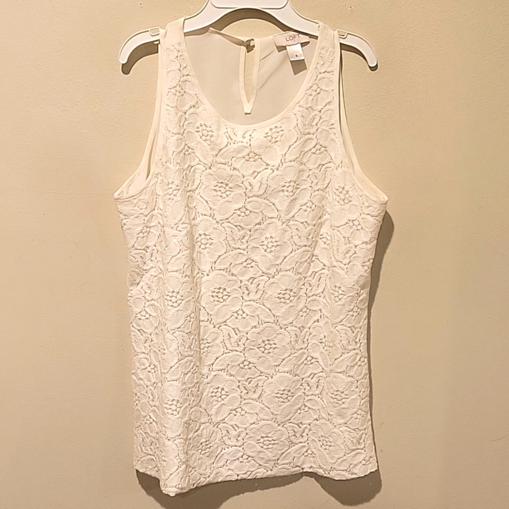 ANN TAYLOR LOFT LACE FRONT TOP Size SMALL C0080